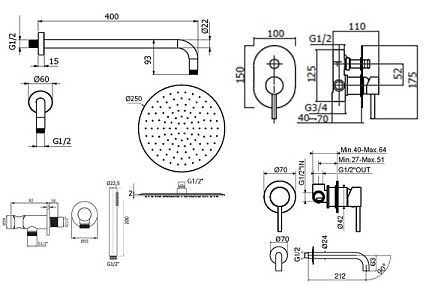 Душевой набор Plumberia IXO KITXO15BO210 белый матовый