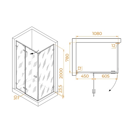 Душевой уголок RGW Stilvol SV-040 110x80 хром, прозрачное 353204018-11