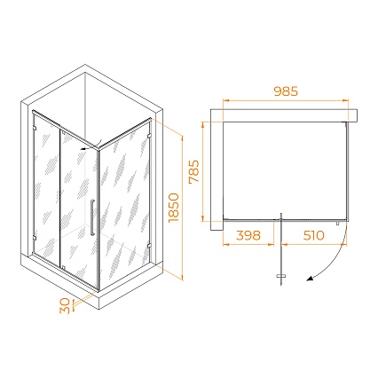 Душевой уголок RGW Classic CL-46B 100x80 прозрачное, черный 72094608-14