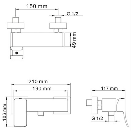 Смеситель для ванны WasserKRAFT Aller 1062 с душем