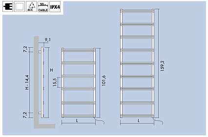 Полотенцесушитель электрический Antrax V8 50x101.6 белый матовый, ETPV13V050100T/BCOR