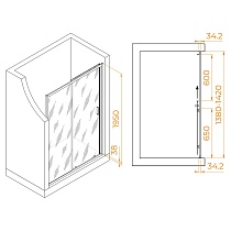 Душевая дверь RGW Passage PA-14Gb 140x195 прозрачное, брашированное золото 41081414-16