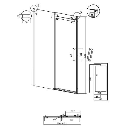 Душевая дверь Grossman Classic 100x195 тонированное, черный матовый 100.K33.04.100.21.10