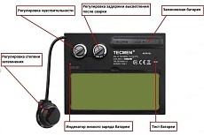 Сварочная маска с автоматическим светофильтром Tecmen ADF - 615J 9-13 TM17 черная 510322