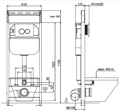 Инсталляция для унитаза Aquatek Slim 113x51 INS-0000009