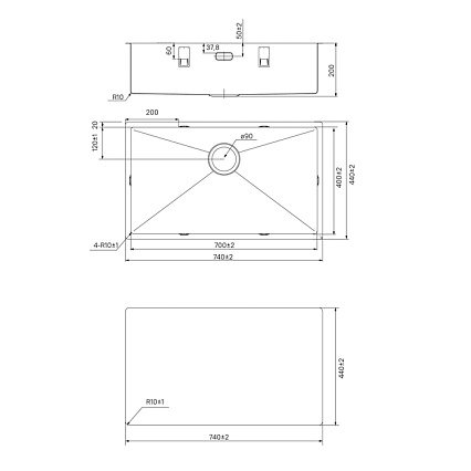 Кухонная мойка Iddis Edifice EDI74B0i77 74 см матовое золото