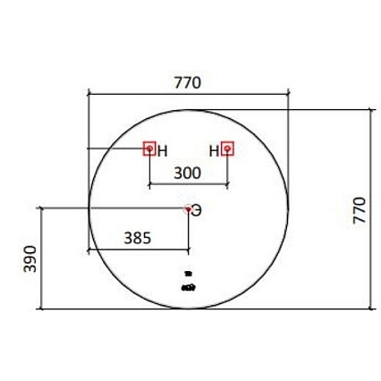 Зеркало Jorno Solo 77x77 см с подсветкой, часами Solo.02.77/W/RL