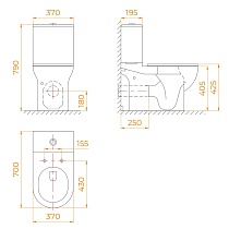 Унитаз-компакт RGW SW-05 безободковый, с микролифтом 67420105-01