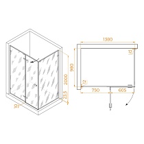 Душевой уголок RGW Stilvol SV-040 140x100 хром, матовое 353204040-21