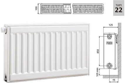 Стальной панельный радиатор Prado UNIVERSAL 22x500x2200 U225002200