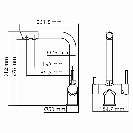 Смеситель для кухни WasserKRAFT A8357, под фильтр, белый матовый