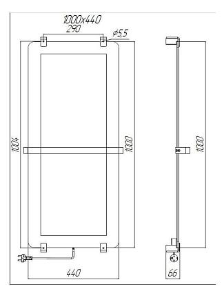 Полотенцесушитель электрический Allen Brau Infinity 100x44 см с рейлингом, серебро браш, 00288919