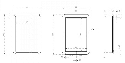 Зеркало Abber Kristall 55 см с подсветкой, темный оникс AT6701Onyx