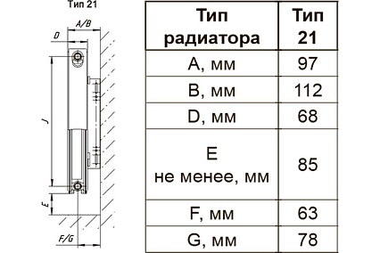 Отопительный стальной панельный радиатор Primoclima тип vc21 в500, д1200 VC21 500X1200