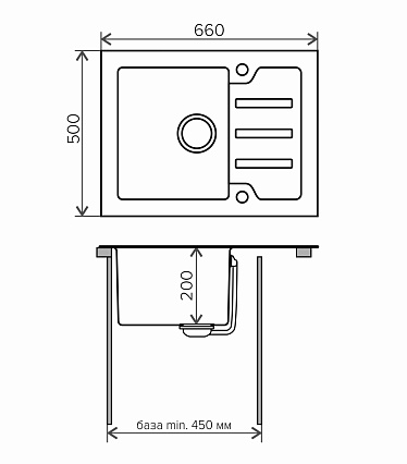 Кухонная мойка Tolero Ceramic Glass TG-660 W 66 см белый