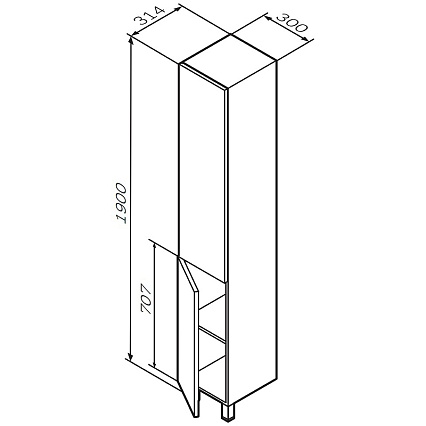 Шкаф пенал Am.Pm Gem 30 см L орех M90CSL0306HF