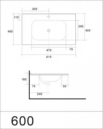 Тумба с раковиной Art&Max Elegant 60 см, LED подсветка