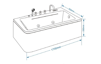 Акриловая ванна Grossman Cristal GR-17095-1R 170x95 с г/м