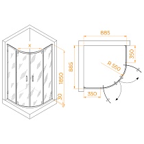 Душевой уголок RGW Classic CL-55B 90x90 прозрачное, черный 72095599-14