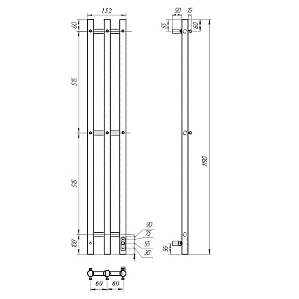 Полотенцесушитель электрический Point Деметра PN12822W П3 120x1200 диммер справа, белый