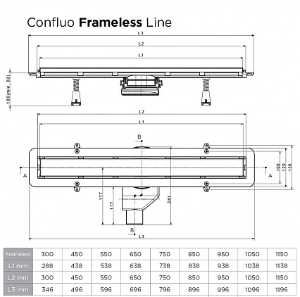 Душевой лоток Pestan Confluo Frameless Line 950 черный матовый 13701323