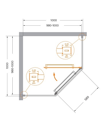 Душевой уголок Cezares Relax 100x100 прозрачный, хром RELAX-304-P-1-100-C-CR