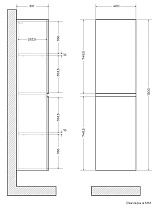 Шкаф пенал Art&Max Elegant 40 см Аквамарин AM-ELEGANT-1500-2А-SO-AQ-LED-P