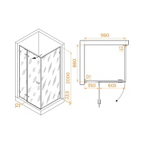 Душевой уголок RGW Stilvol SV-040Gr 100x90 серый, матовое 353204009-210