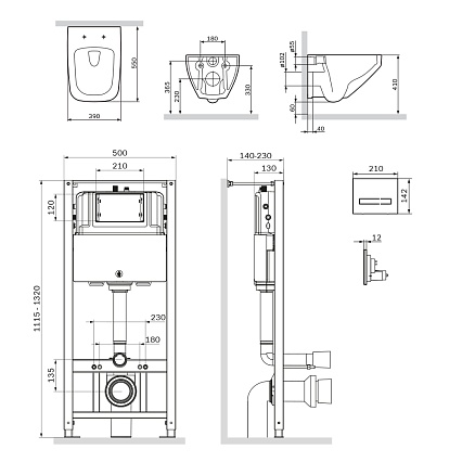 Подвесной унитаз Am.Pm Inspire V2.0 IS450A38.50A1700 с сиденьем микролифт, инсталляцией и черной клавишей