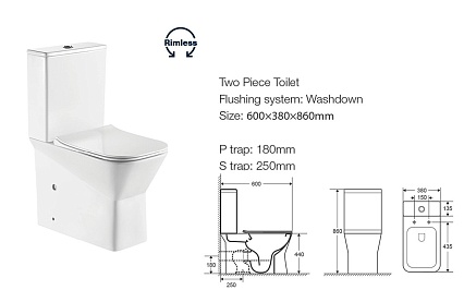 Унитаз компакт Cerutti Ellero CT8458 безободковый, с микролифтом