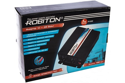 Инвертор 1000W две евро розетки Robiton R1000 13203