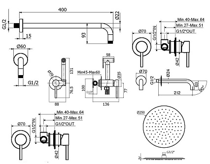 Душевой набор Plumberia IXO KITZXO01OR210 золото