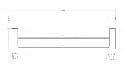 Полотенцедержатель Cezares SLIDER-THD-60-NOP 60 см двойной, черный матовый