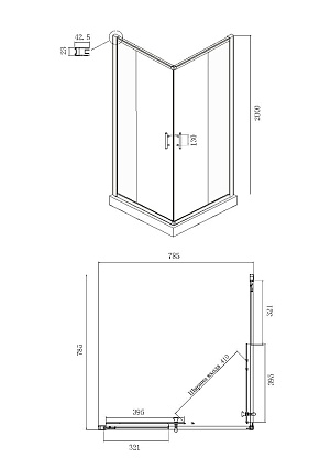 Душевой уголок Ambassador Kingston 80x80 14011119 прозрачный, хром