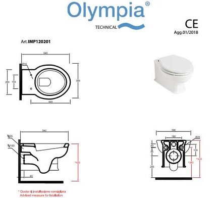 Подвесной унитаз Caprigo Olympia IMP120201 в комплекте с крепежом