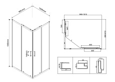 Душевой уголок Vincea City VSS-5CT9010MT 100x90 хром, текстурное