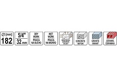 Сверло корончатое алмазное 182 мм Yato YT-60379