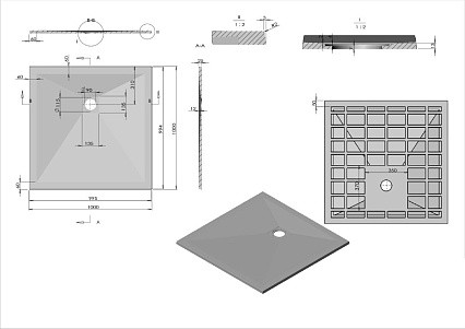 Поддон для душа Vincea VST-4SR1010G 100x100 серый