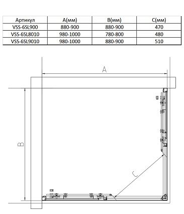 Душевой уголок Vincea Slim 8mm VSS-6SL9010CLB 100x90 черный, прозрачный