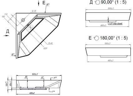 Раковина Andrea Quartz 50 см