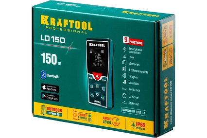 Лазерный дальномер Kraftool LD-150 дальность 5см - 150м, точность 1.5 мм 34767