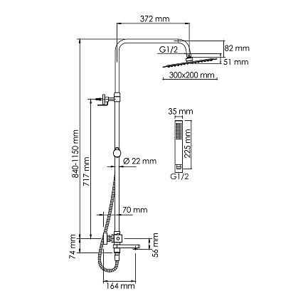 Душевая стойка WasserKRAFT A199.069.103.010.CH Thermo с термостатом, хром