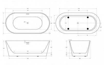 Акриловая ванна BelBagno BB416-1700-800 170x80 белый