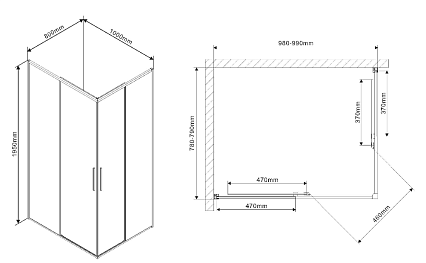 Душевой уголок Vincea Slim VSS-2SL 100x80 черный, прозрачный, L