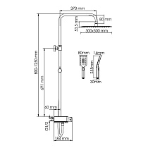 Душевая стойка WasserKRAFT A114.162.130.CB Thermo с термостатом, хром/черный