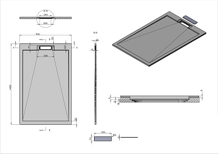 Поддон для душа Vincea VST-4SRL9014A 140x90 антрацит