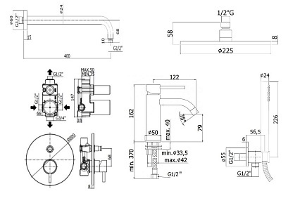 Душевой набор Paffoni Light KITLIG015HGSP071 душ 22.5 см, брашированное медовое золото