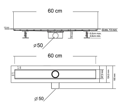 Душевой лоток Vincea Say Optima Blok SAY.601.60.P.BLOK 60 см, хром