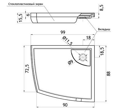 Поддон для душа Aquanet Iva 99x88 R