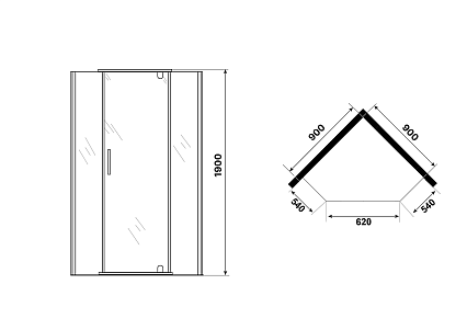 Душевой уголок Niagara Eco NG-1009-14DT 90x90 стекло тонированное, черный